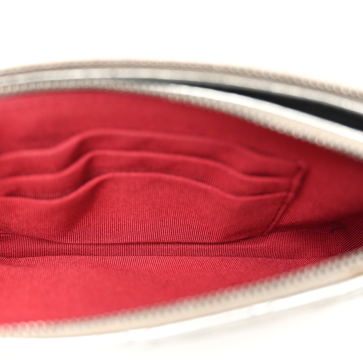 Metallic Lambskin Calfskin Quilted Small Gabrielle Clutch With Chain Silver