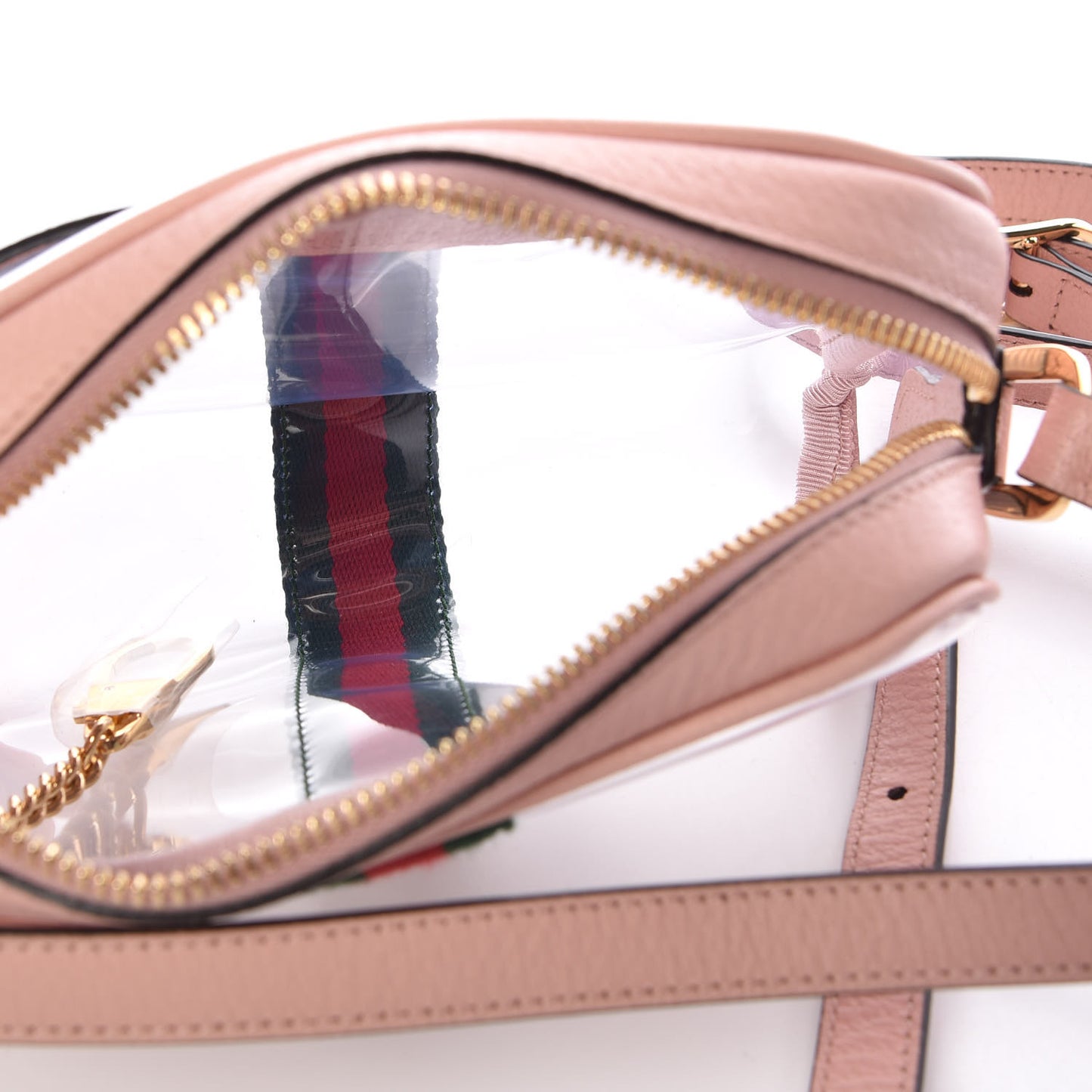 Vinyl Web Mini Ophidia Transparent Shoulder Bag Perfect Pink