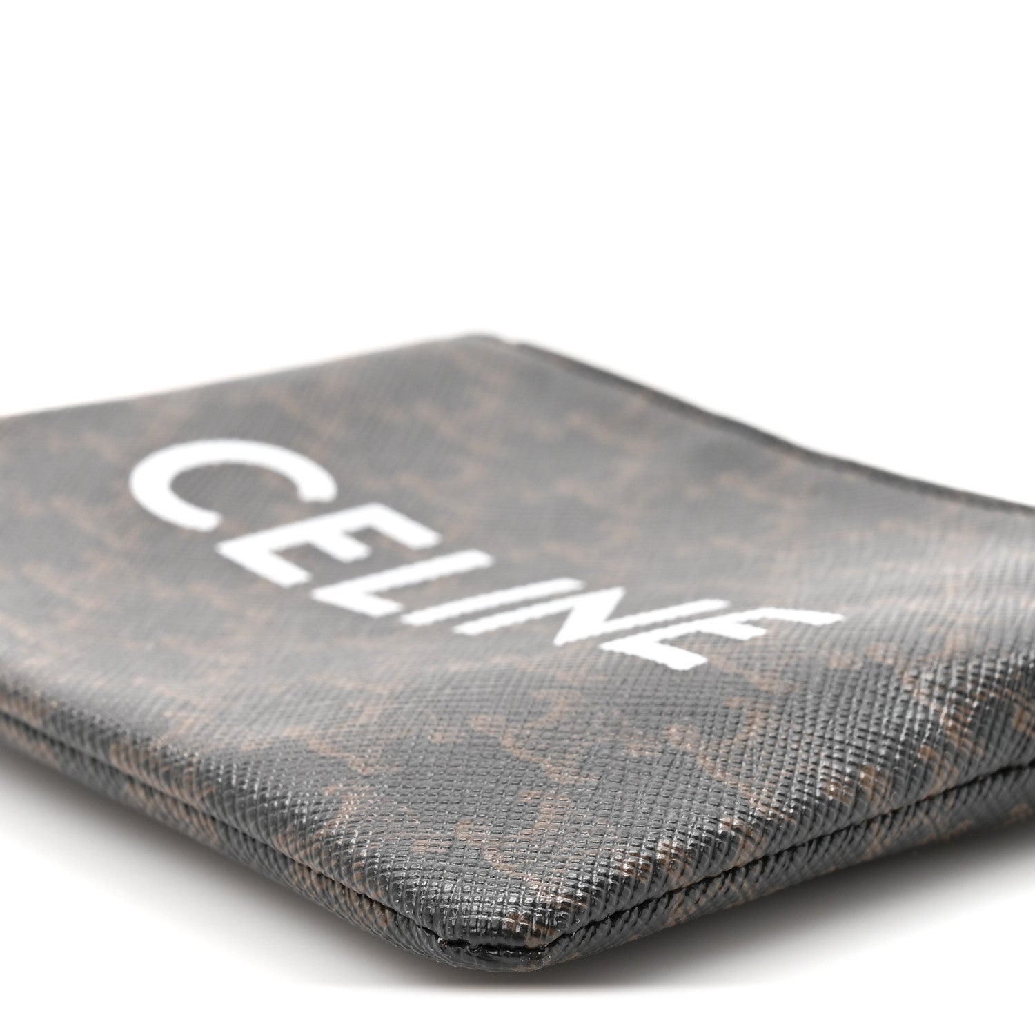 Celine Triomphe Canvas Logo Coin and Card Pouch With Hook Black 8 of 10