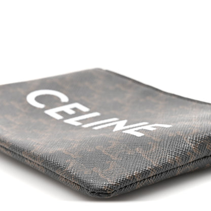 Celine Triomphe Canvas Logo Coin and Card Pouch With Hook Black 8 of 10