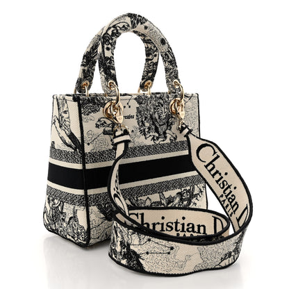 Christian Dior Canvas Embroidered Zodiac Toile De Jouy Medium Lady D-Lite Latte 3 of 9