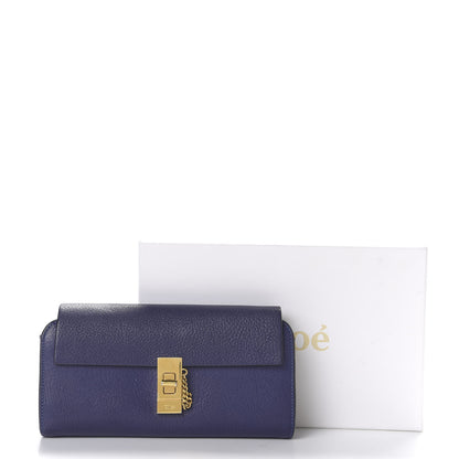 Chloe Grained Lambskin Drew Long Wallet with Flap Storm Blue 8 of 8