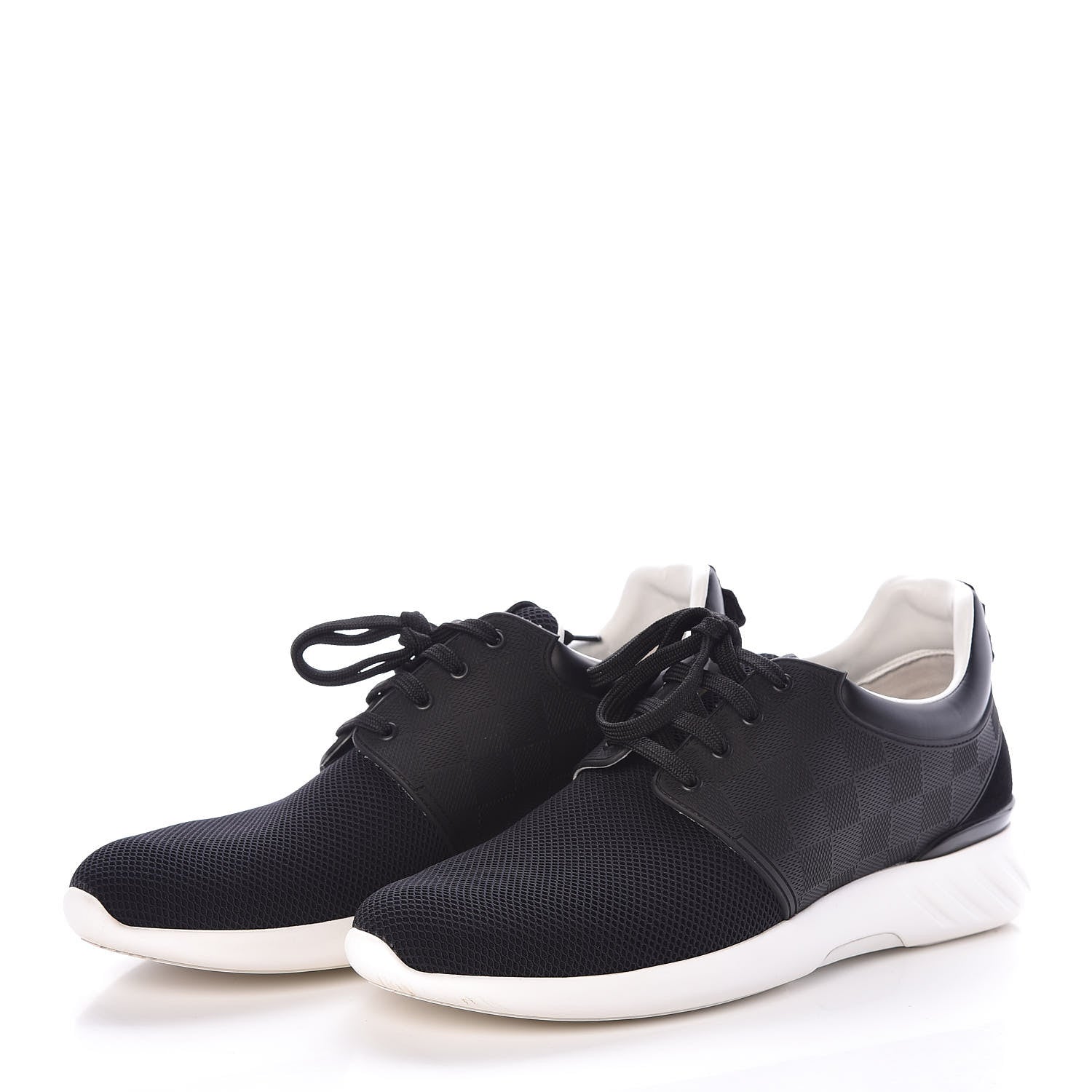 Louis Vuitton Rubber Mesh Suede Damier Fastlane Low Sneakers 6.5 Black 3 of 7