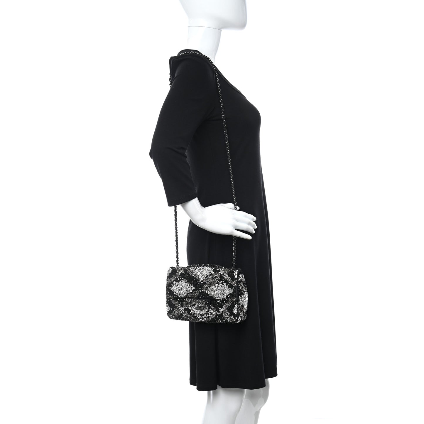 Suede Crystal Mini Rectangular Flap Grey Black Multicolor
