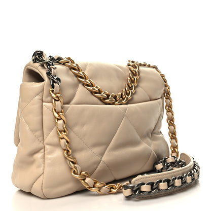 Chanel Lambskin Quilted Medium Chanel 19 Flap Light Beige 3 of 10