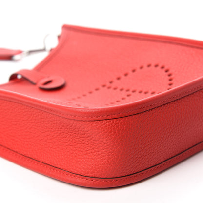 Hermes Taurillon Clemence Evelyne TPM Rouge De Coeur Bleu Du Nord 6 of 12