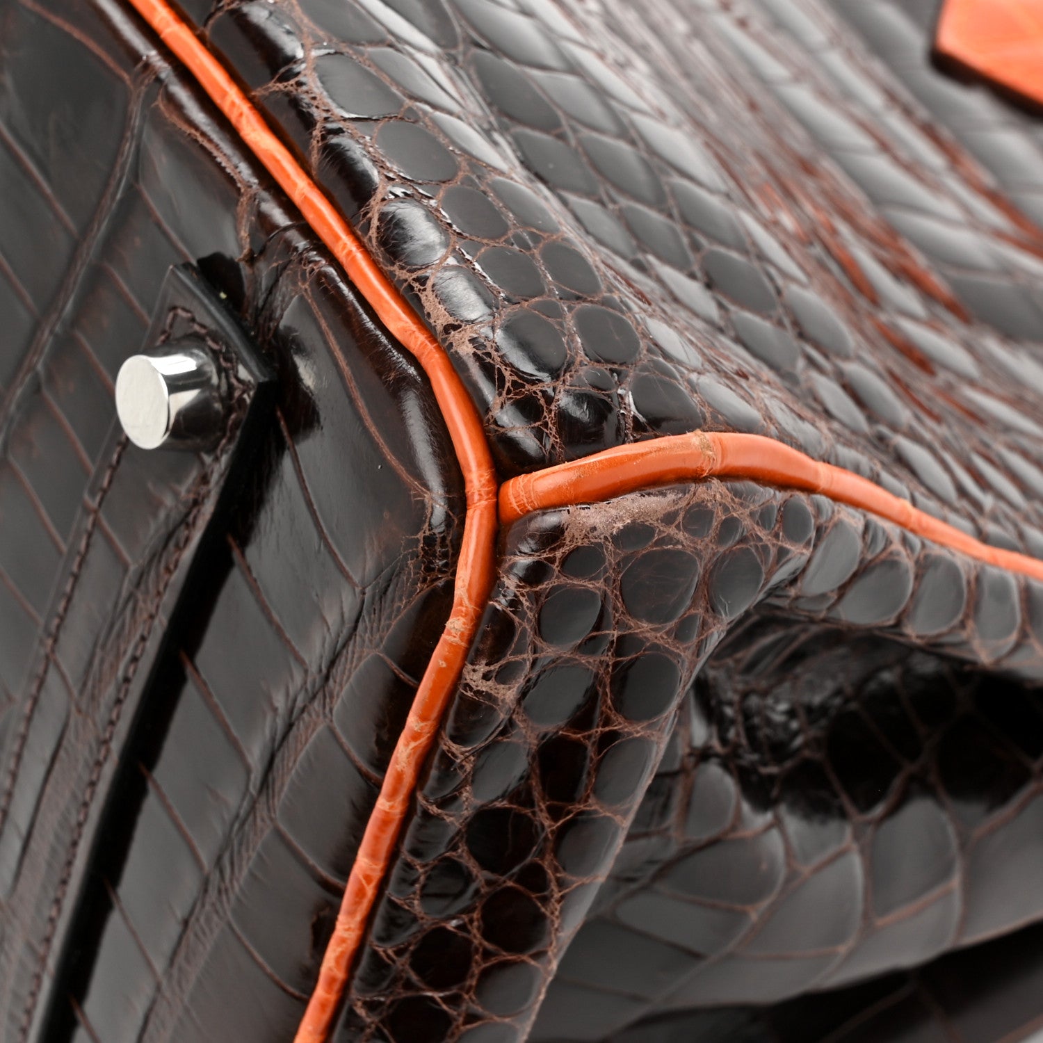 Hermes Shiny Porosus Crocodile Birkin 35 Havane Orange 19 of 23