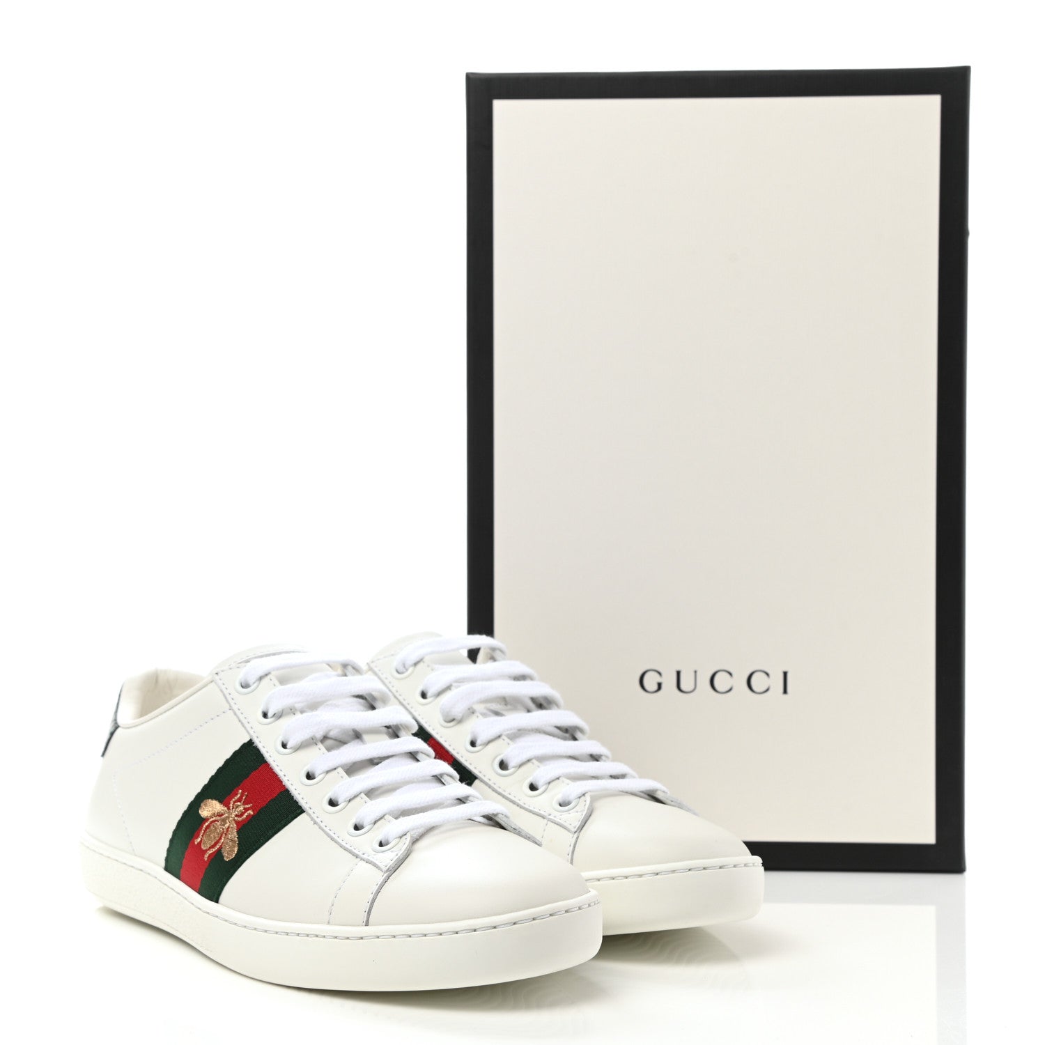 Gucci Calfskin Web Bee Embroidered Womens Ace Sneakers 36 White 11 of 11
