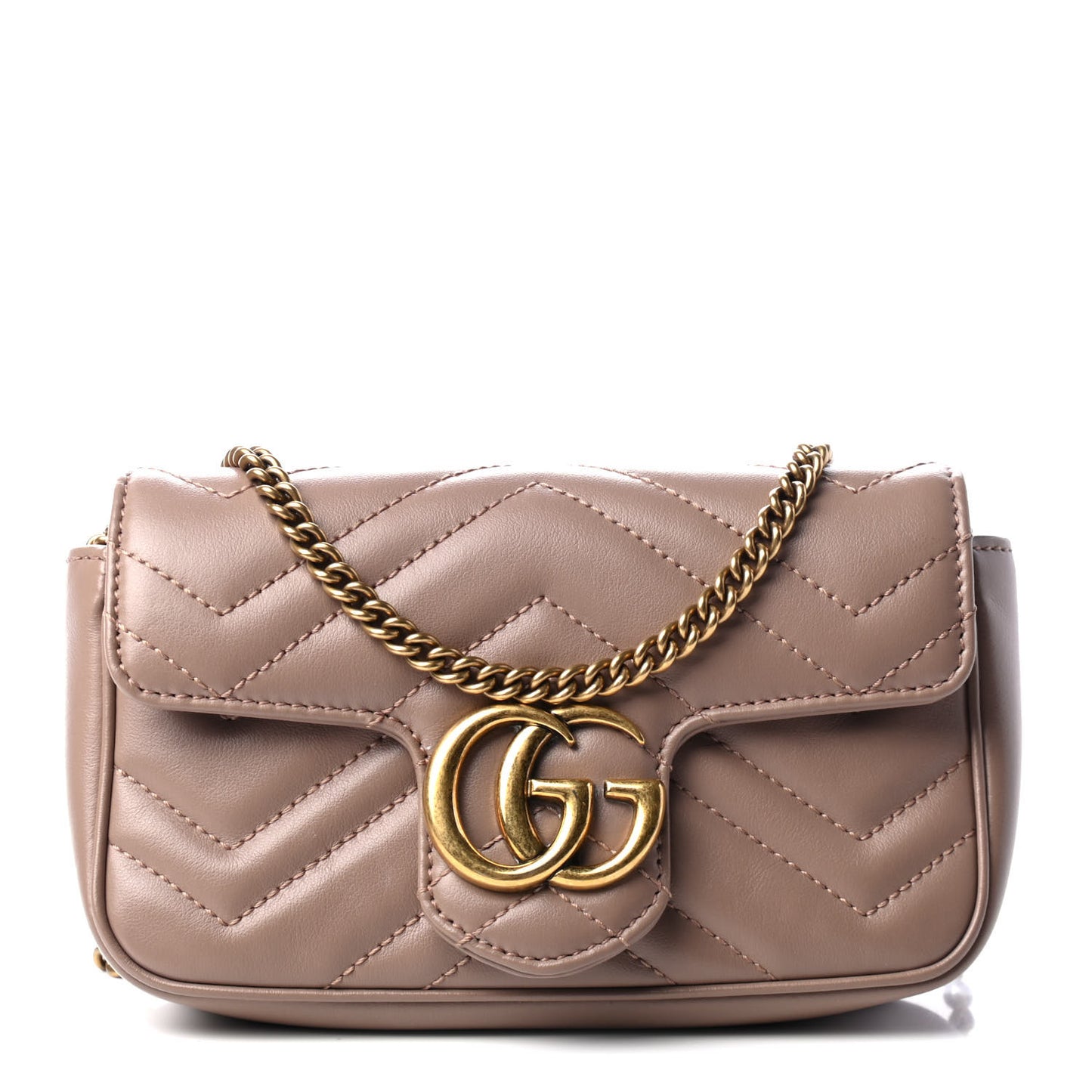Calfskin Matelasse Super Mini GG Marmont Shoulder Bag Porcelain Rose