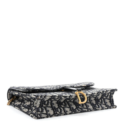 Christian Dior Oblique Saddle Chain Pouch Blue 4 of 12
