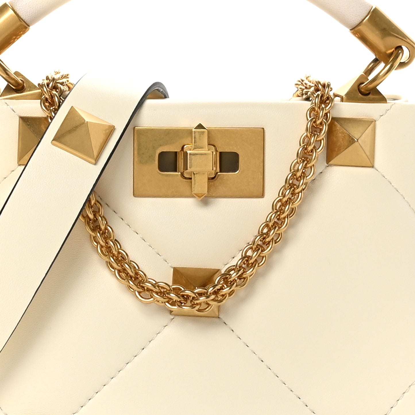 Nappa Mini Roman Stud The Handle Bag Ivory