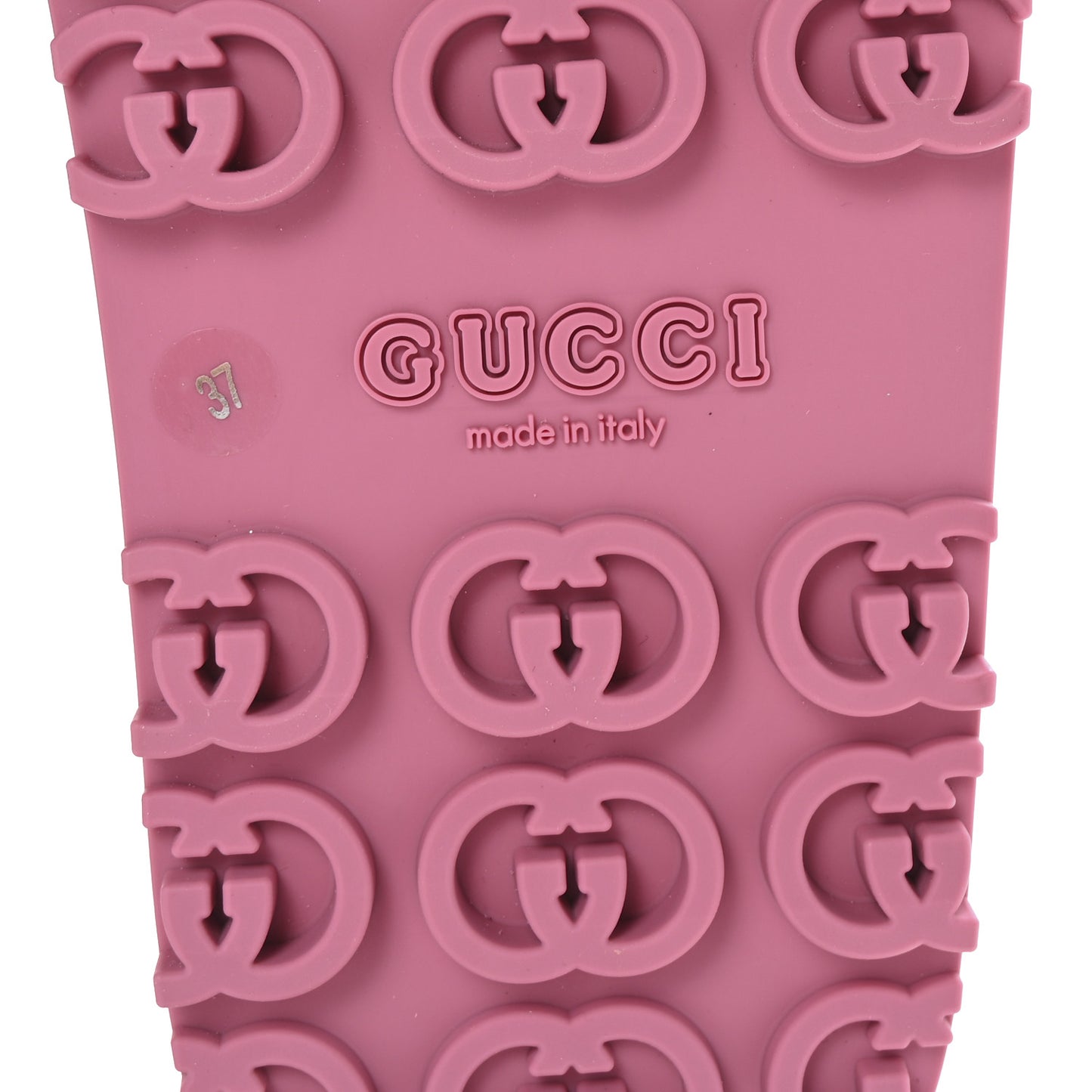 Glitter Rubber Womens Interlocking G Platform 42mm Slide Sandals 37 Rose