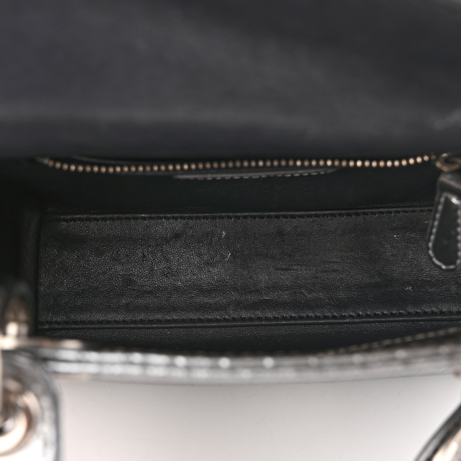 Christian Dior Metallic Patent Micro-Cannage Mini Lady Dior Silver 5 of 11