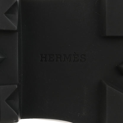 Hermes Glazed Calfskin Womens Hitch Loafers 37 Black 6 of 9