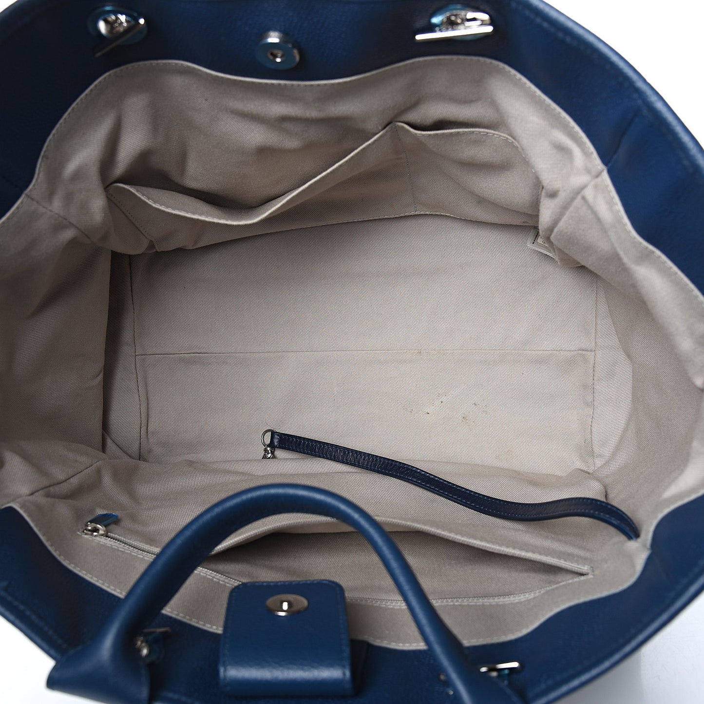 Glazed Calfskin Medium Deauville Tote Blue