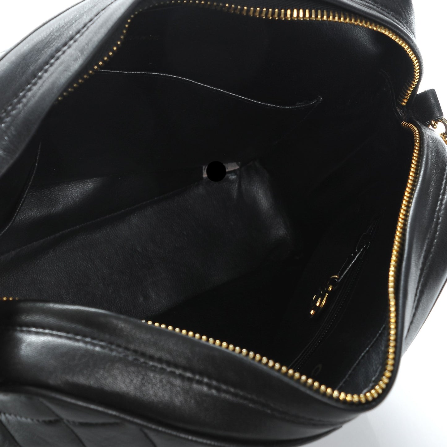 Lambskin Quilted Tassel Camera Case Black