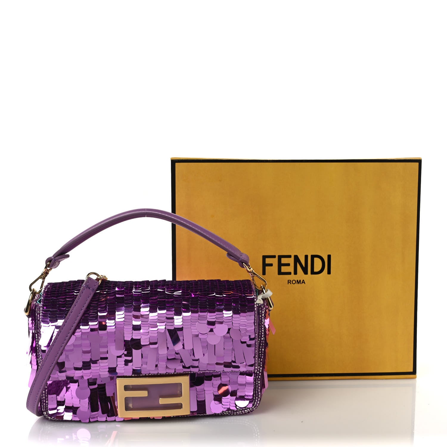 Fendi Sequin Paillettes Vitello Grace Sex and the City Mini Baguette Agapanto 11 of 11