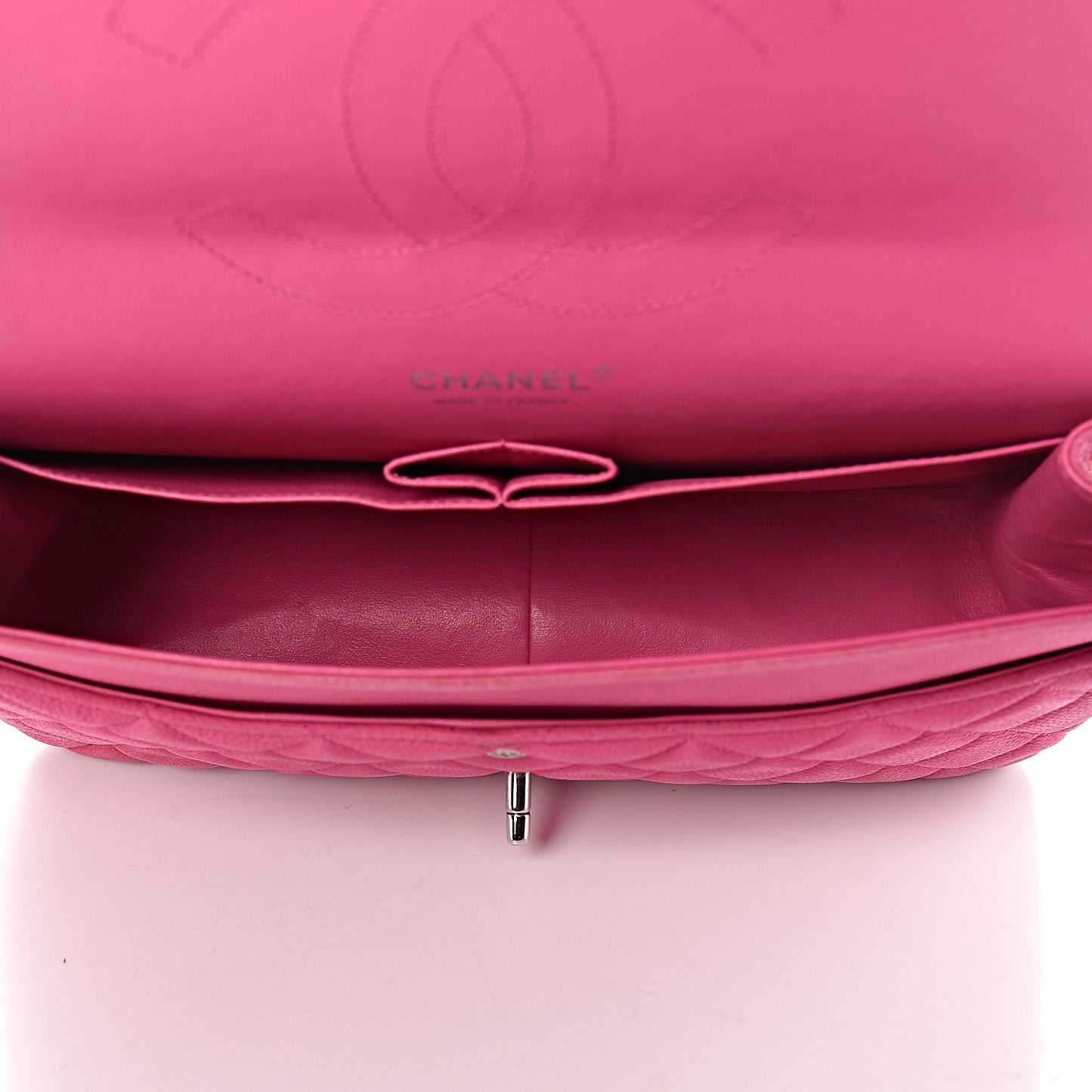 Iridescent Caviar Jumbo Double Flap Pink