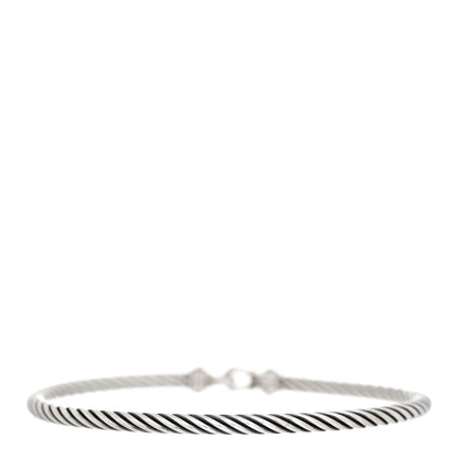 David Yurman Sterling Silver Diamond 3mm Cable Buckle Bracelet 2 of 4