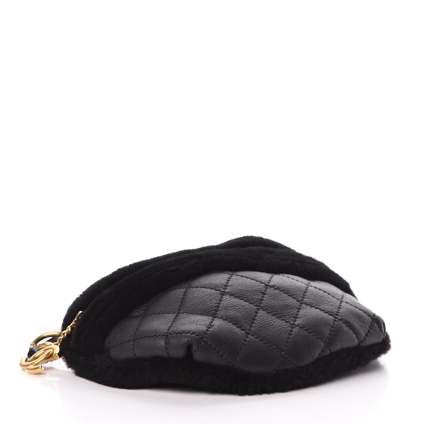 Calfskin Fur Quilted Waist Bag Fanny Pack Black