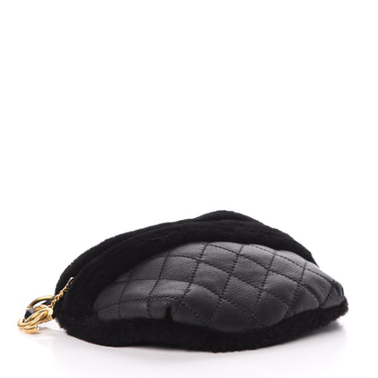 Chanel Calfskin Fur Quilted Waist Bag Fanny Pack Black 4 of 11