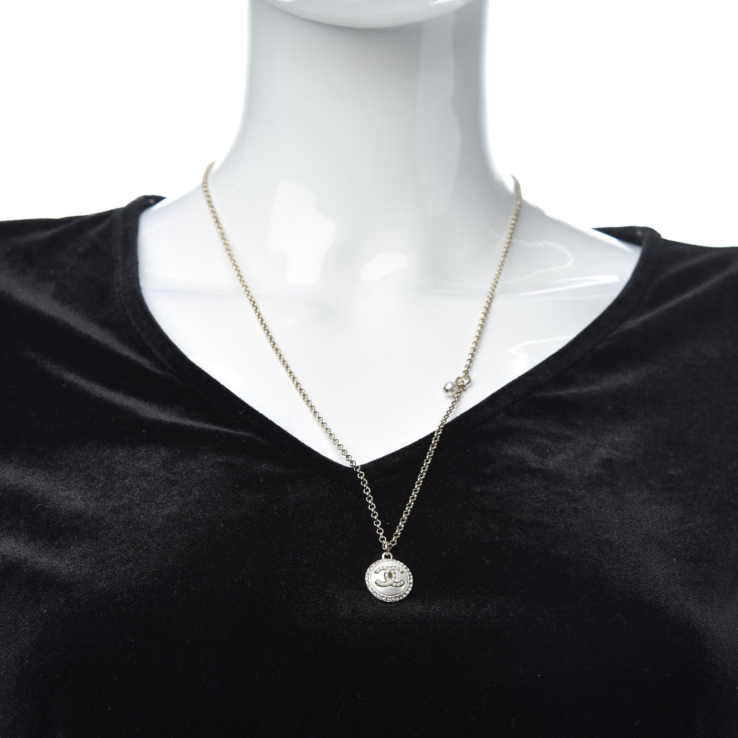 Chanel Crystal Pearl CC Necklace Gold 2 of 6