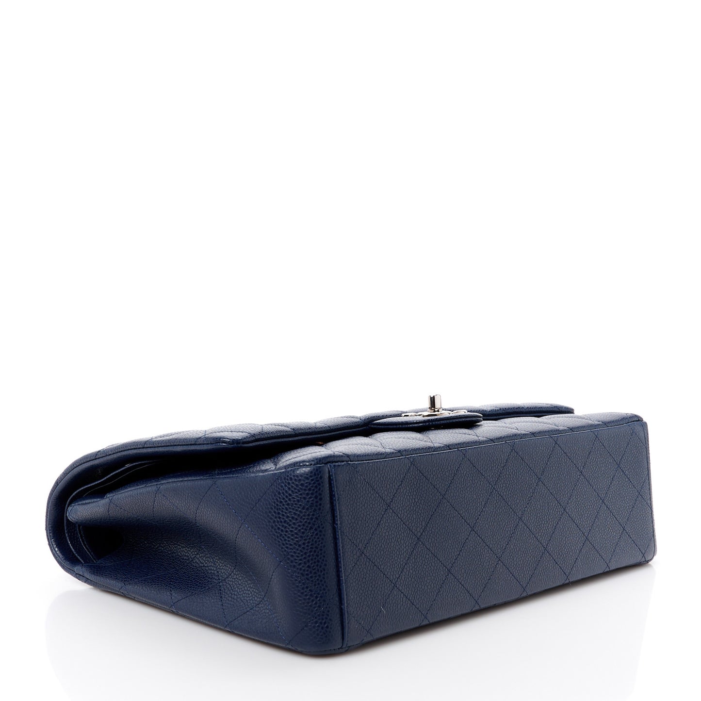 Caviar Quilted Maxi Double Flap Navy Blue