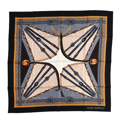 Louis Vuitton Silk Monogram Scarf Print Square 90 Scarf Gray 1 of 3