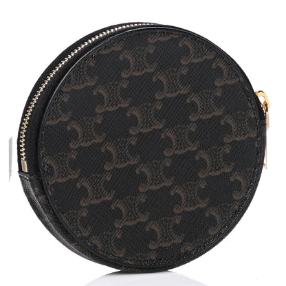 Celine Triomphe Canvas Round Zip Coin Purse 4 of 10