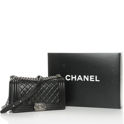 Chanel Lambskin Quilted Medium Boy Flap Black 8 of 8