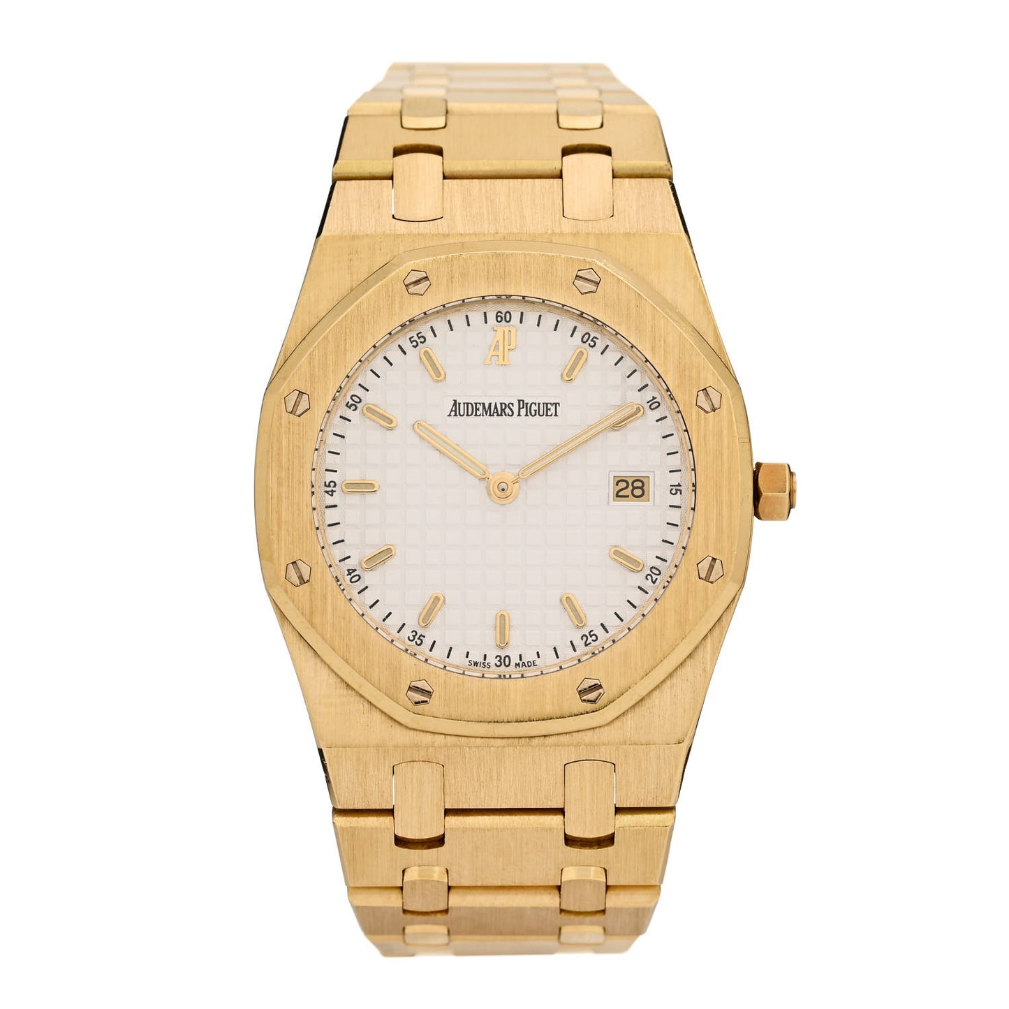 18K Yellow Gold 33mm Royal Oak Quartz Watch White 56175BA