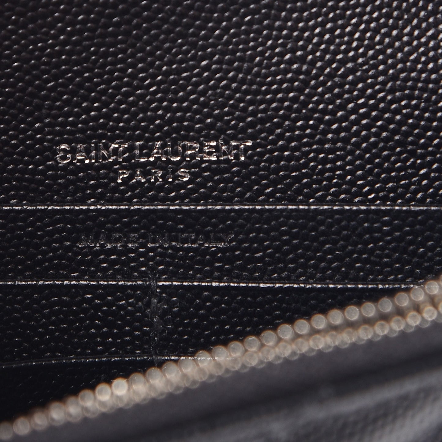 Grain De Poudre Matelasse Chevron Monogram Envelope Chain Wallet Black