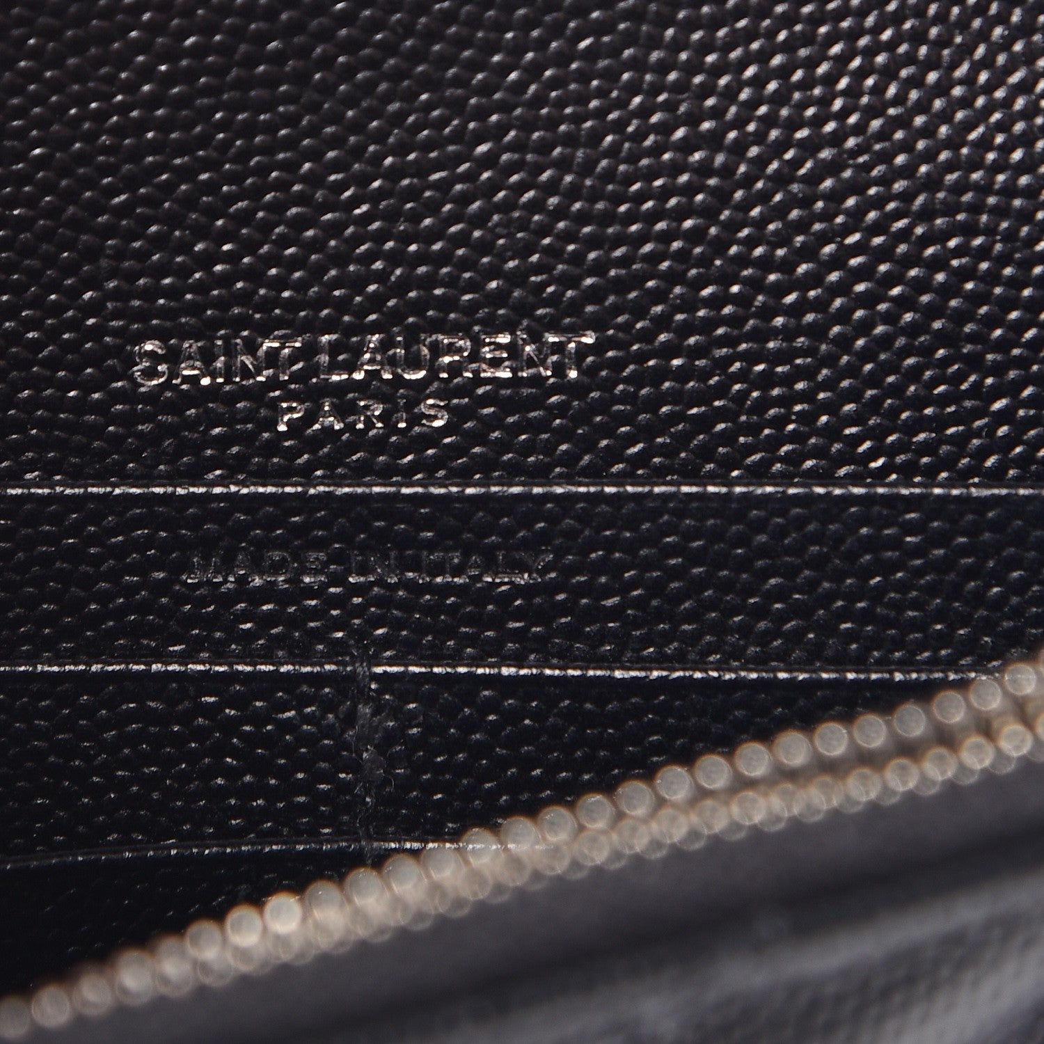 Saint Laurent Grain De Poudre Matelasse Chevron Monogram Envelope Chain Wallet Black 6 of 10