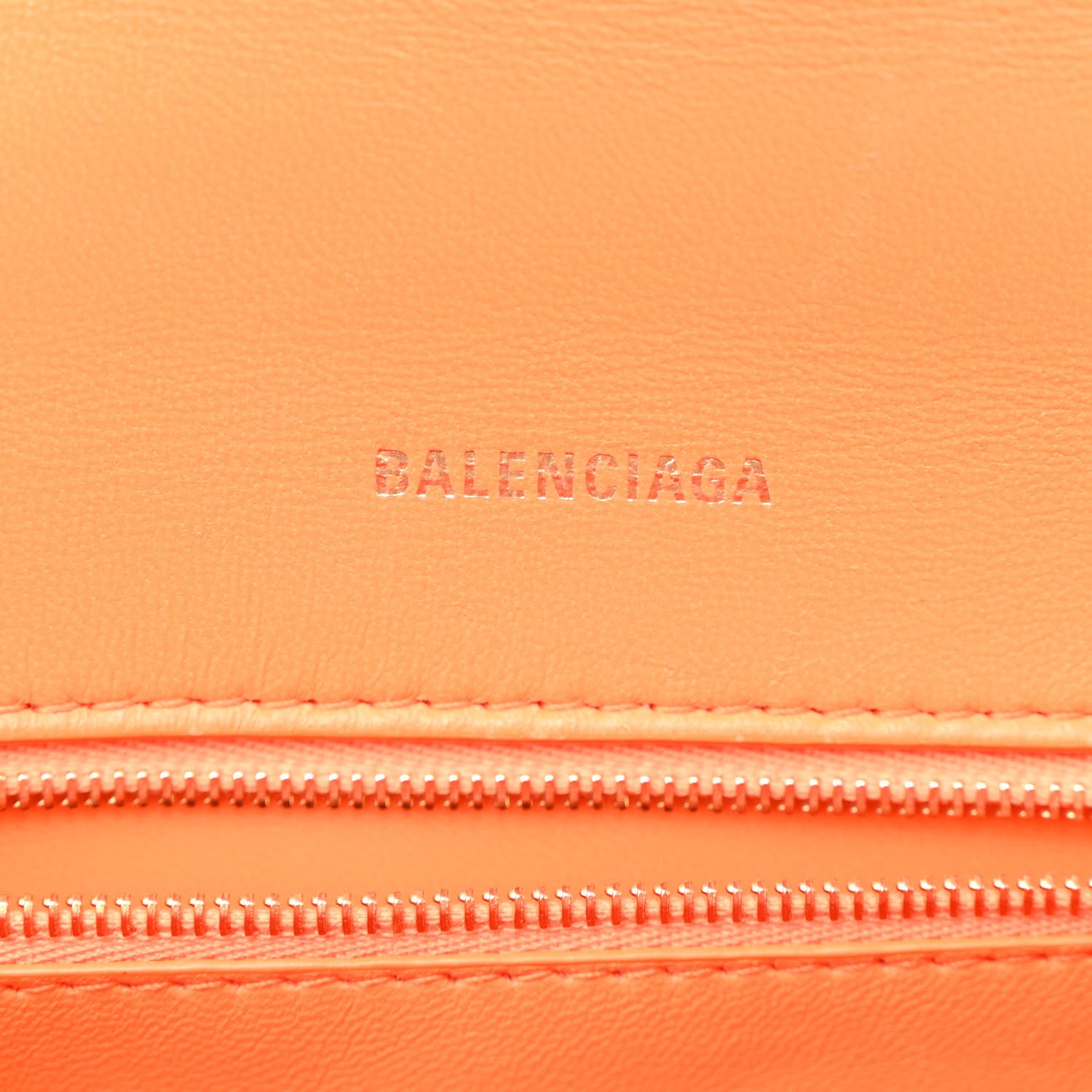 Balenciaga Shiny Calfskin Crocodile Embossed Small Hourglass Top Handle Bag Orange 6 of 10