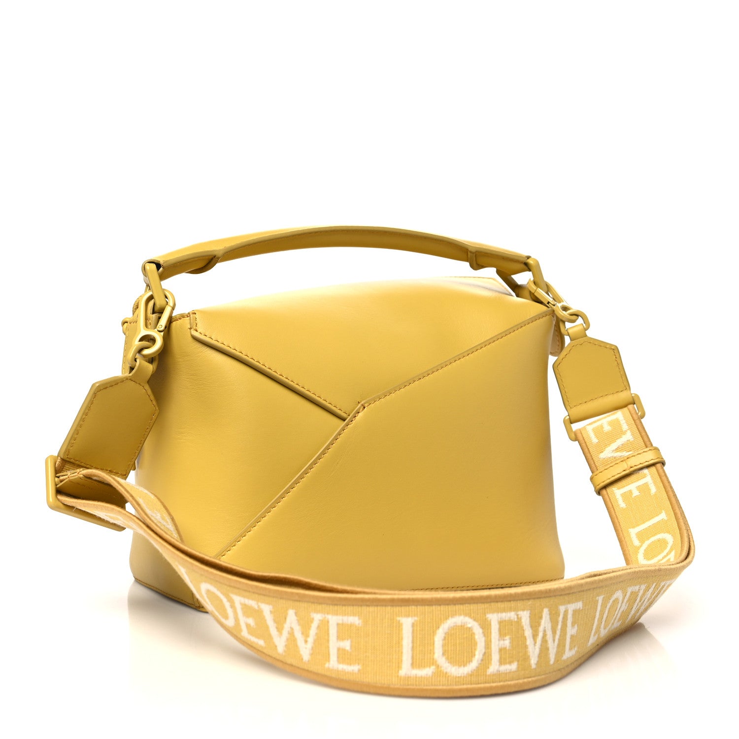 Loewe Satin Calfskin Monochrome Small Puzzle Edge Bag Pale Yellow Glaze 3 of 9
