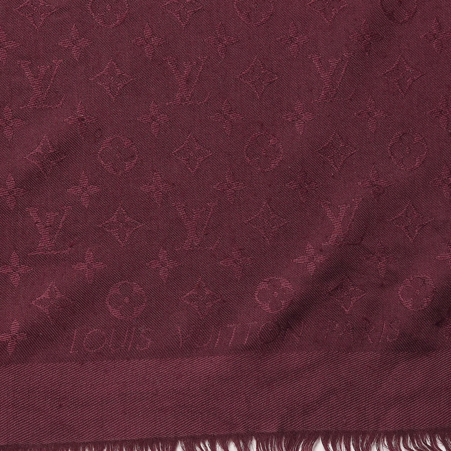 Louis Vuitton Wool Silk Monogram Shawl Amarante 3 of 7
