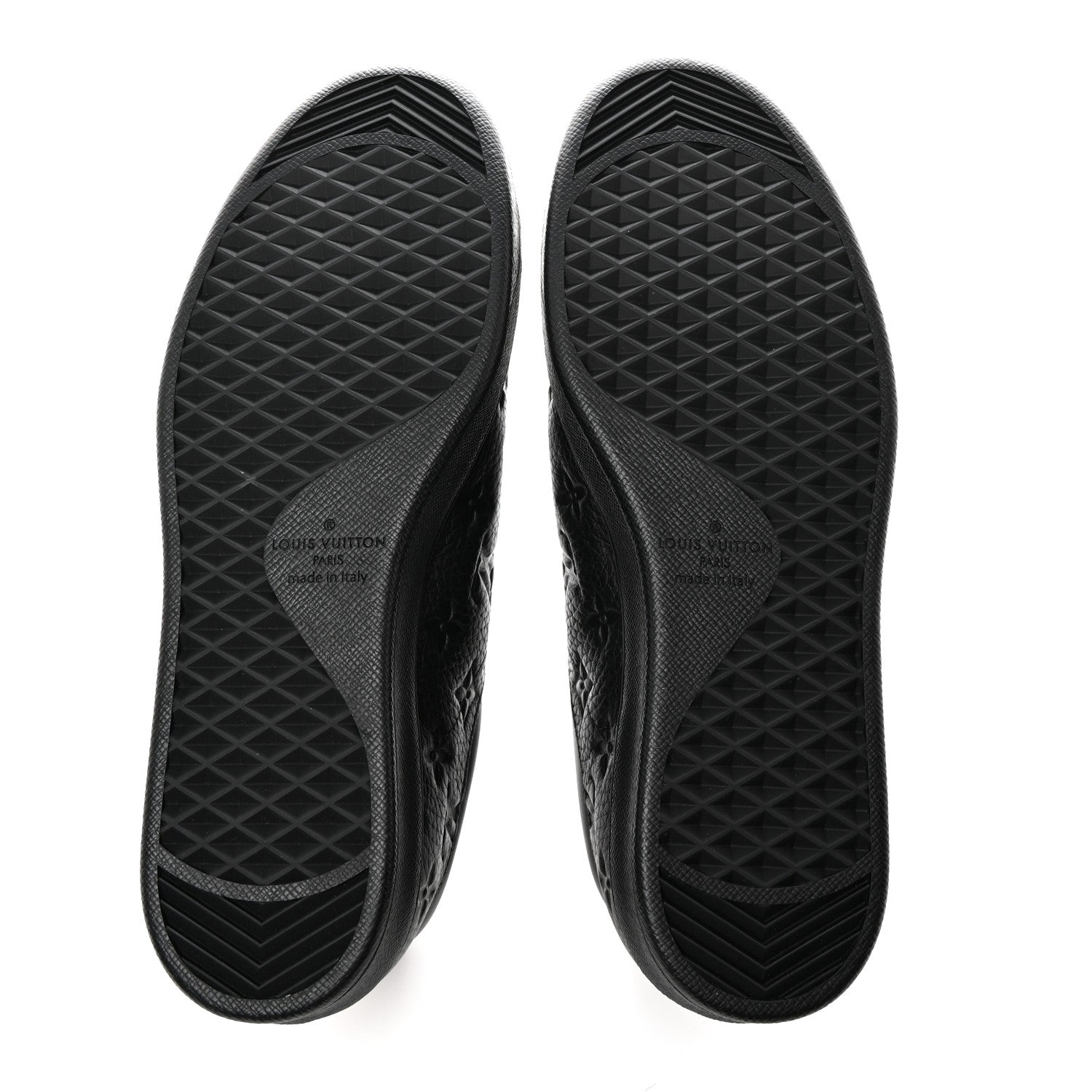 Louis Vuitton Grained Calfskin Embossed Monogram Mens Luxembourg Sneakers 9 Black 5 of 8
