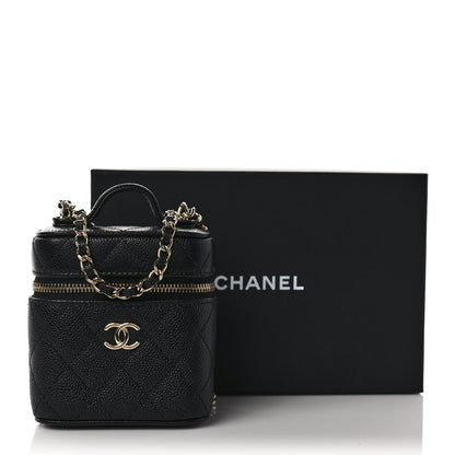 Chanel Caviar Quilted Small Handle With Care Vanity Case With Chain Black 10 of 10
