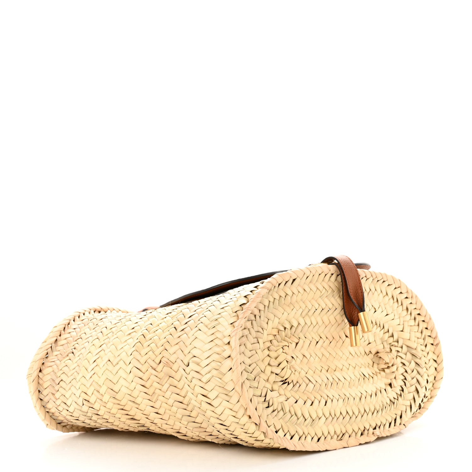 Chloe Raffia Small Grain Calfskin Medium Marcie Basket Tan 4 of 11
