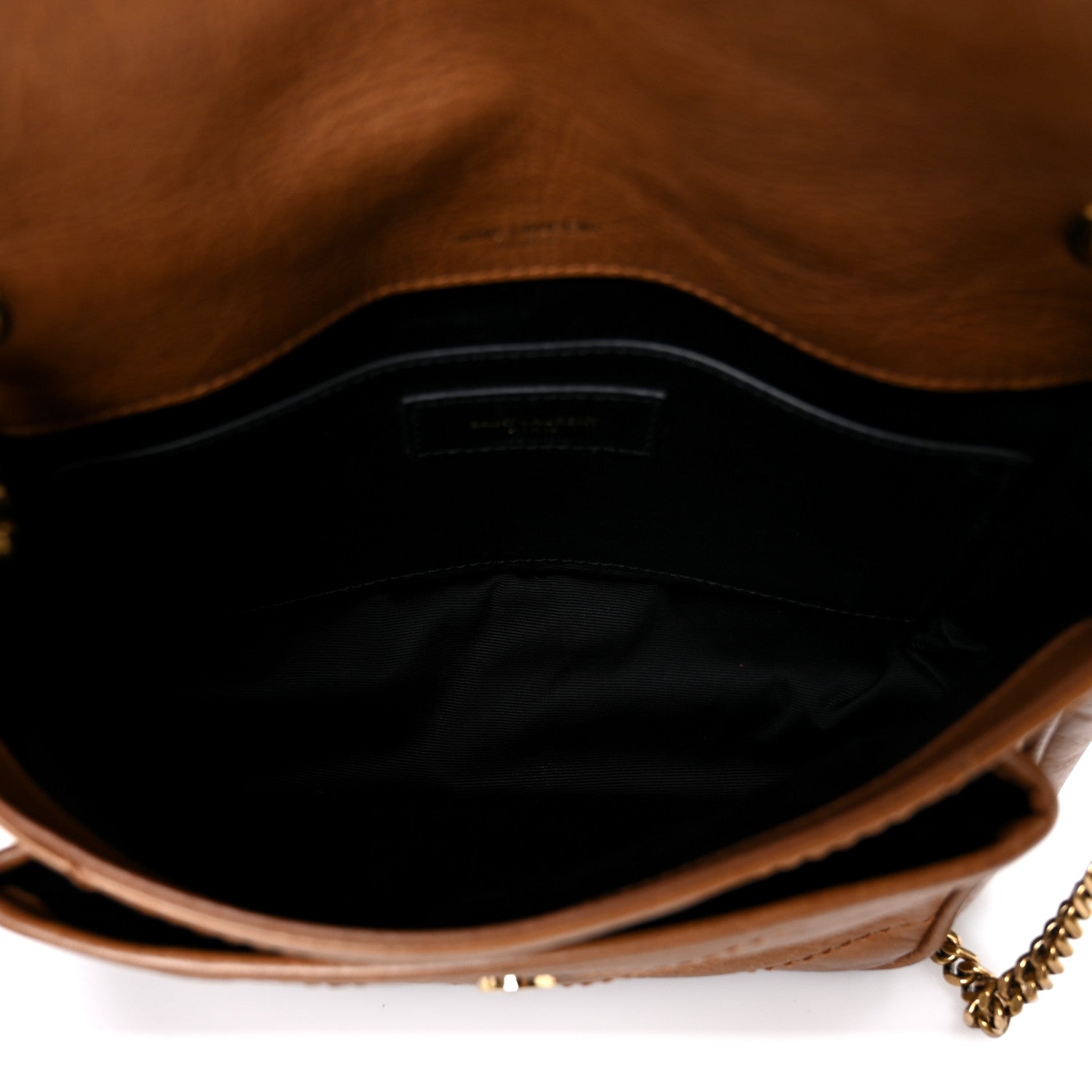 Saint Laurent Crinkled Calfskin Matelasse Monogram Baby Niki Chain Satchel Light Caramel 4 of 10
