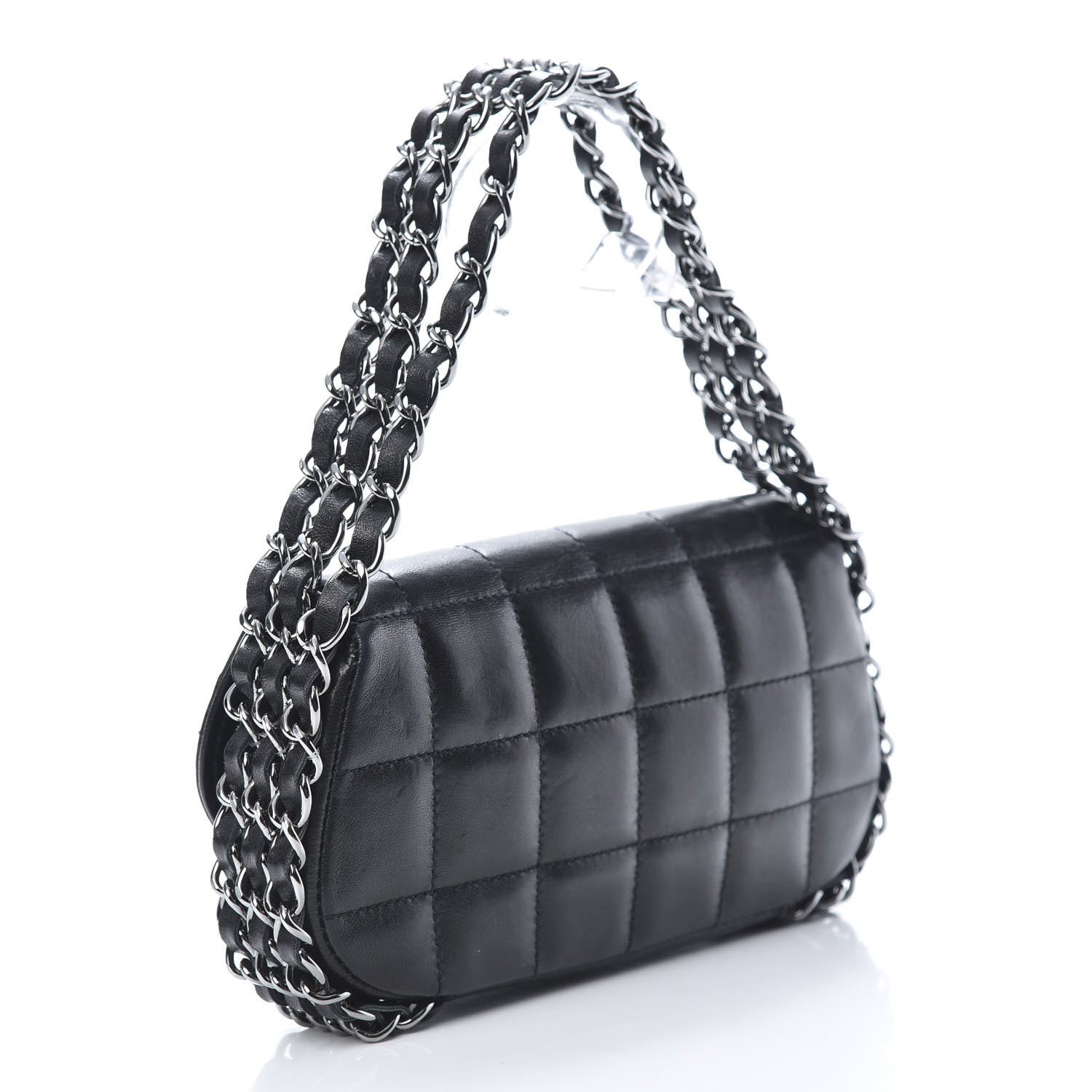 Chanel Lambskin Quilted Chocolate Bar 3 Chain Flap Black 3 of 12
