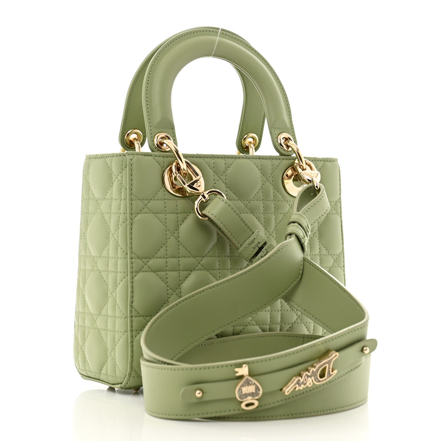 Christian Dior Lambskin Cannage Small My ABCDior Lady Dior Green 3 of 12