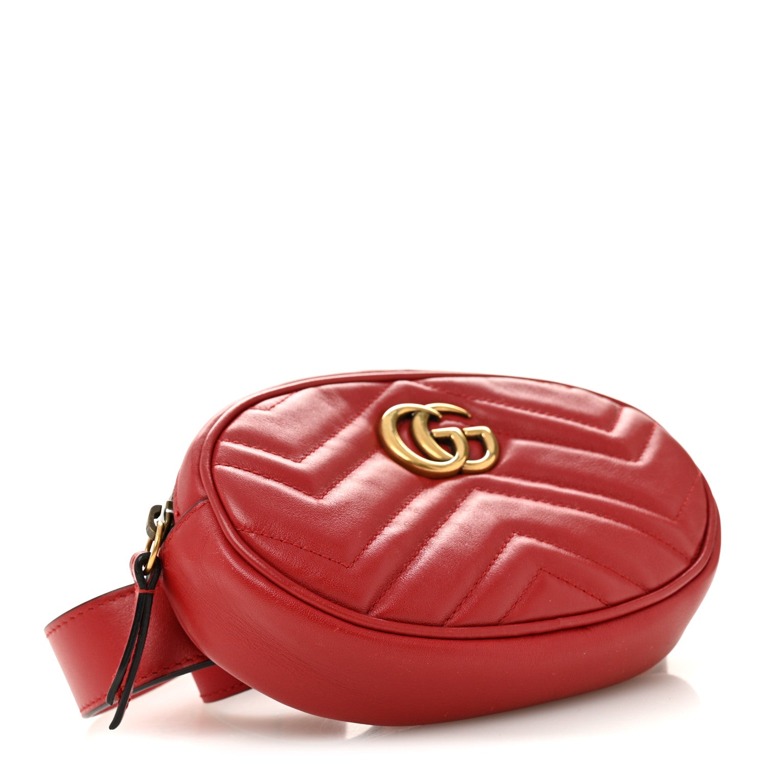 Gucci Calfskin Matelasse GG Marmont Belt Bag 85 34 Hibiscus Red 4 of 10
