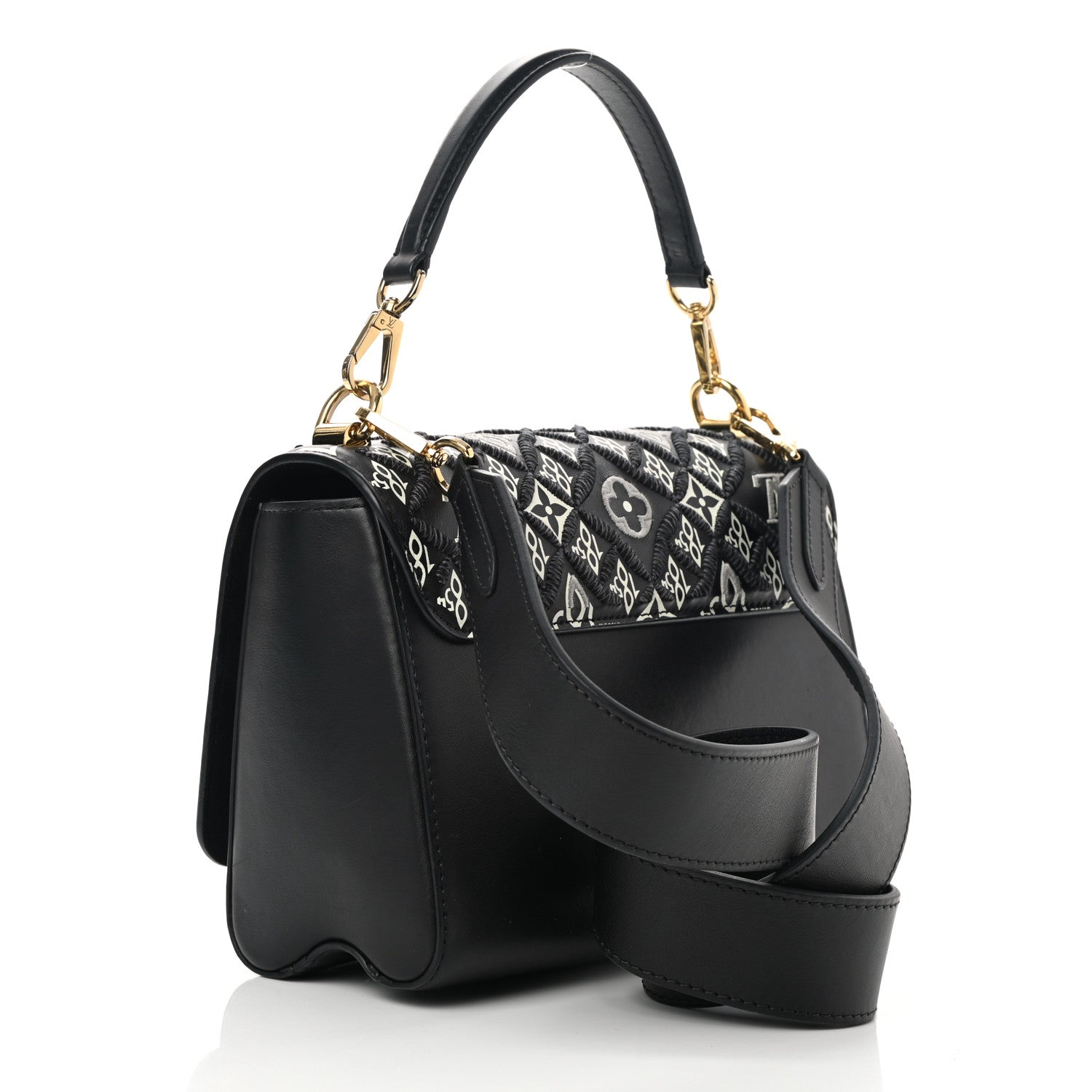 Louis Vuitton Calfskin Since 1854 Embroidered Twist MM Black 3 of 11