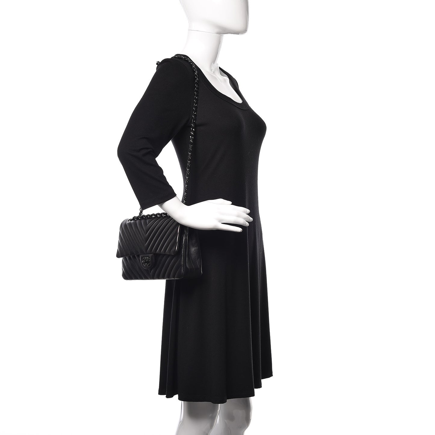 Lambskin Chevron Quilted Medium Double Flap So Black