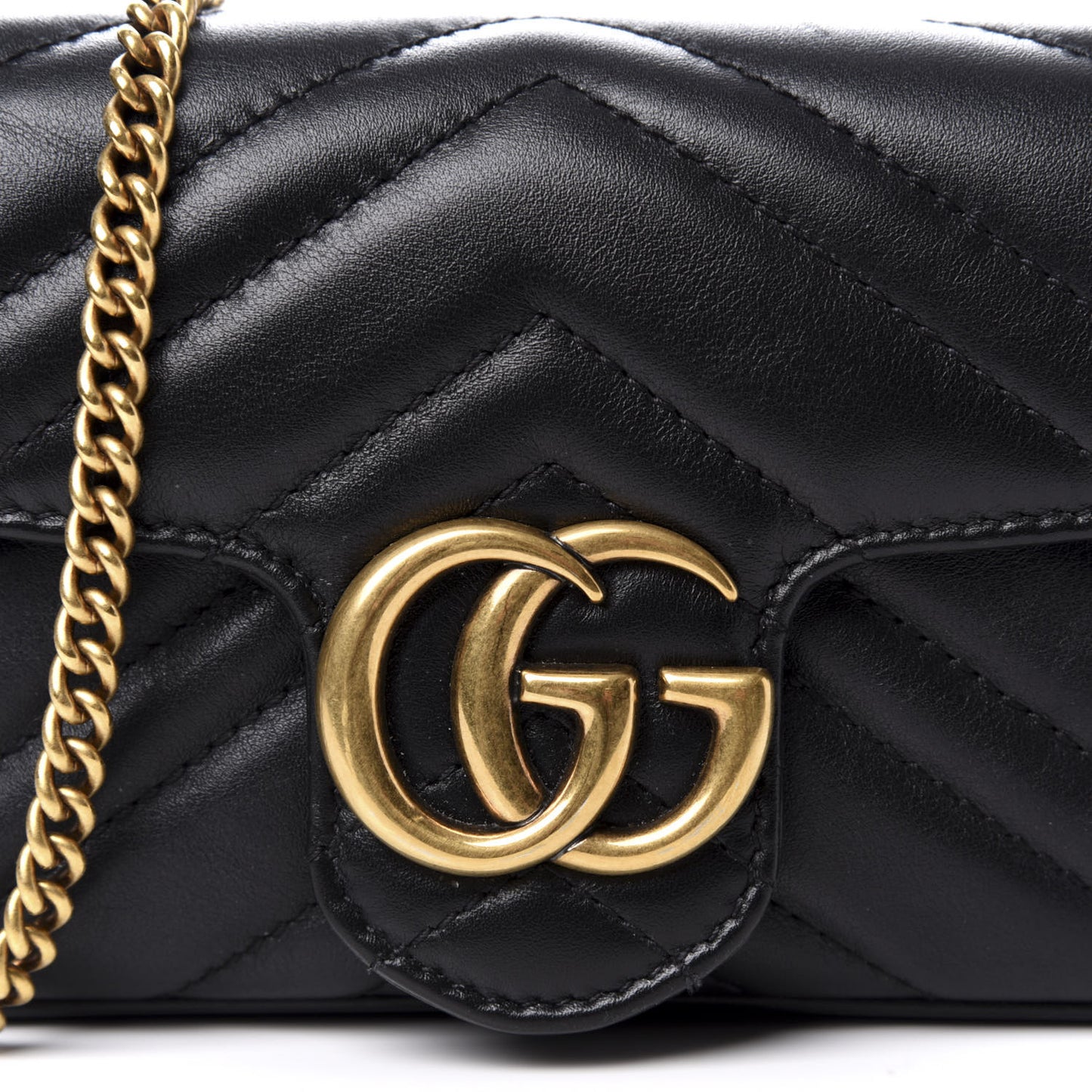Calfskin Matelasse Super Mini GG Marmont Shoulder Bag Black