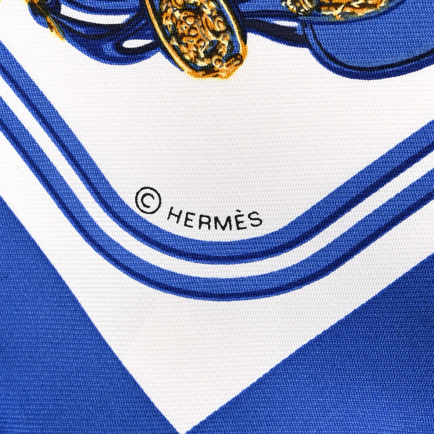 Hermes Silk Brides de Gala Nano Scarf 20 Bleu Vif White Or 3 of 4