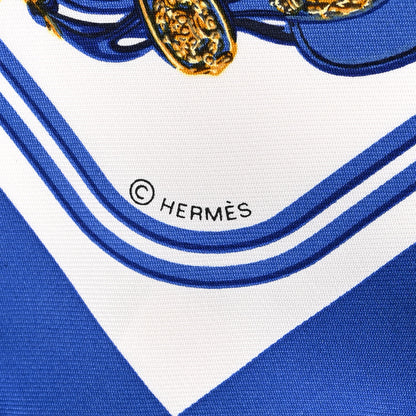 Hermes Silk Brides de Gala Nano Scarf 20 Bleu Vif White Or 3 of 4