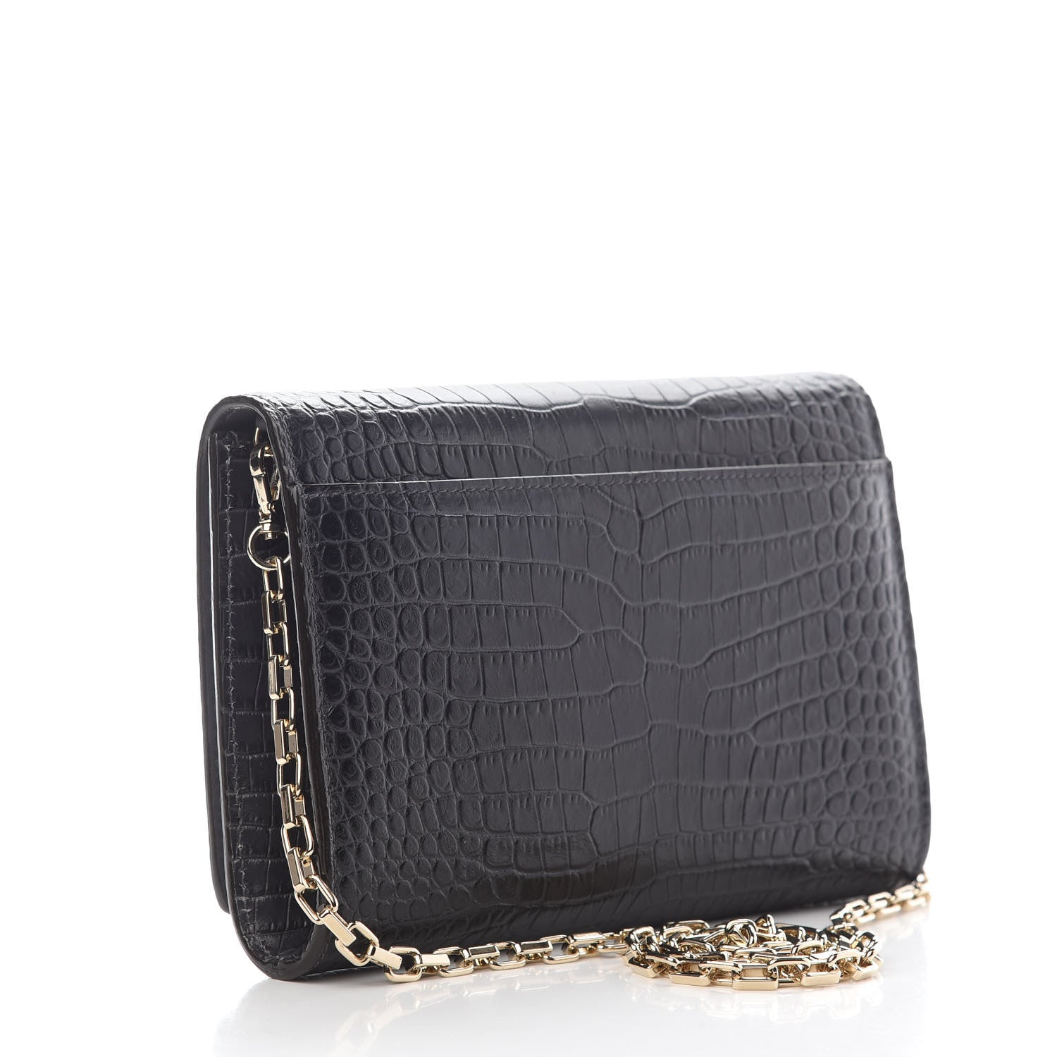 Jimmy Choo Calfskin Crocodile Embossed Varenne Chain Clutch Dusk 2 of 8