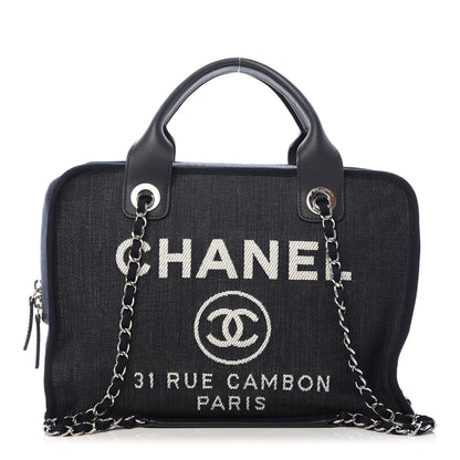Chanel Denim Deauville Bowling Bag Dark Blue 1 of 10